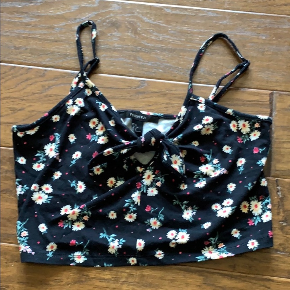 floral pattern cropped tank top